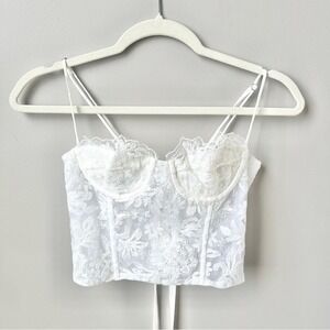 Sirene Corset Bustier Top Women's Small White Lace Floral Coquette Bridal Fairy